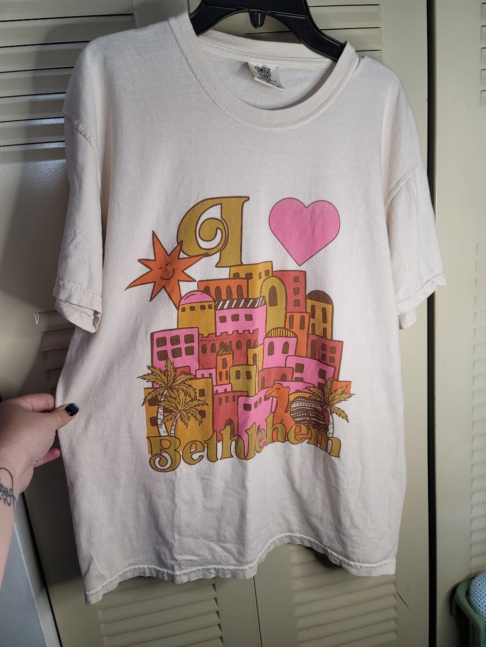 Comfort Colors Beige I Heart Bethlehem T-shirt Size Medium